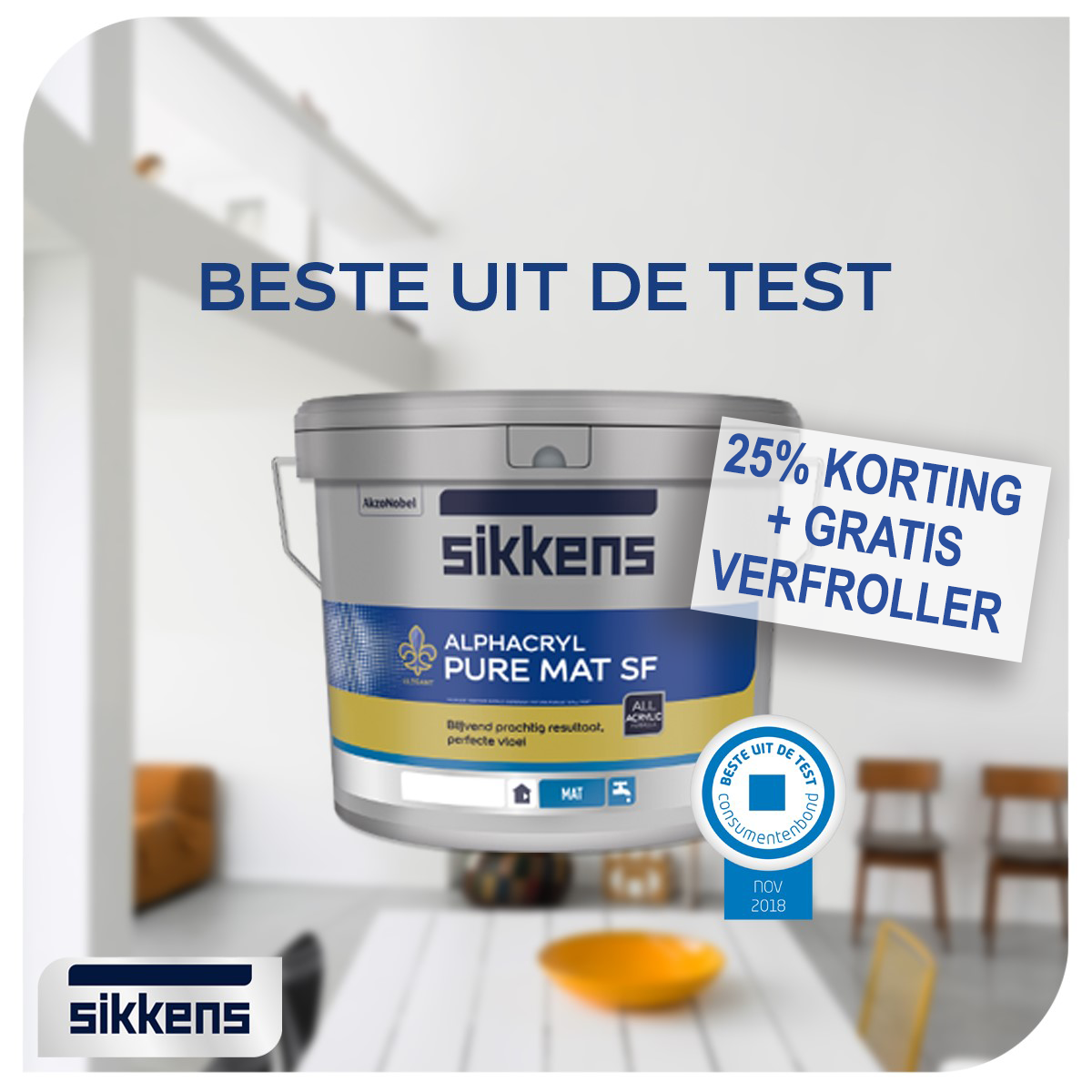 GRATIS muurverfroller bij aankoop van Alphacryl Pure Mat SF