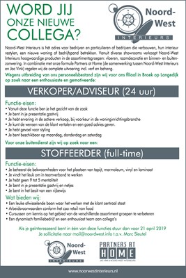 Vacature Noord West Interieurs